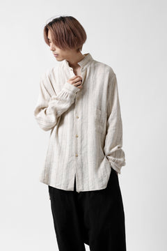 画像をギャラリービューアに読み込む, COLINA GARDENER SHIRT / SHADOW STRIPE (LINEN / NEPPED SILK) (BROWN)