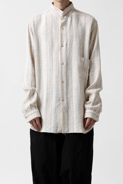 画像をギャラリービューアに読み込む, COLINA GARDENER SHIRT / SHADOW STRIPE (LINEN / NEPPED SILK) (BROWN)