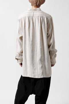 画像をギャラリービューアに読み込む, COLINA GARDENER SHIRT / SHADOW STRIPE (LINEN / NEPPED SILK) (BROWN)