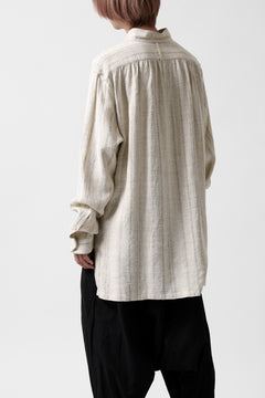 画像をギャラリービューアに読み込む, COLINA GARDENER SHIRT / SHADOW STRIPE (LINEN / NEPPED SILK) (BROWN)