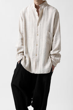 画像をギャラリービューアに読み込む, COLINA GARDENER SHIRT / SHADOW STRIPE (LINEN / NEPPED SILK) (BROWN)