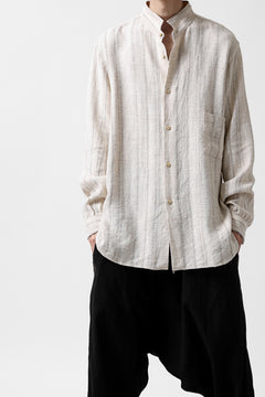 画像をギャラリービューアに読み込む, COLINA GARDENER SHIRT / SHADOW STRIPE (LINEN / NEPPED SILK) (BROWN)