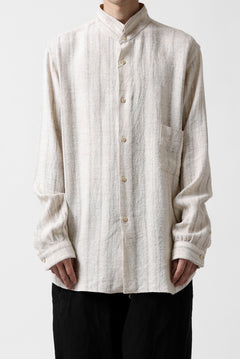 画像をギャラリービューアに読み込む, COLINA GARDENER SHIRT / SHADOW STRIPE (LINEN / NEPPED SILK) (BROWN)