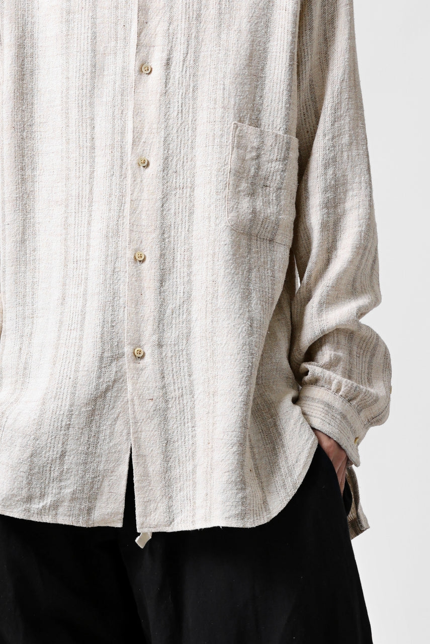 画像をギャラリービューアに読み込む, COLINA GARDENER SHIRT / SHADOW STRIPE (LINEN / NEPPED SILK) (BROWN)