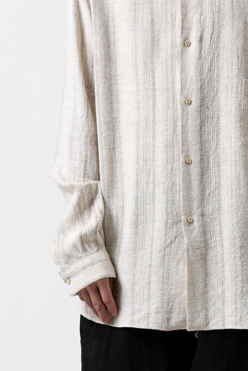 画像をギャラリービューアに読み込む, COLINA GARDENER SHIRT / SHADOW STRIPE (LINEN / NEPPED SILK) (BROWN)