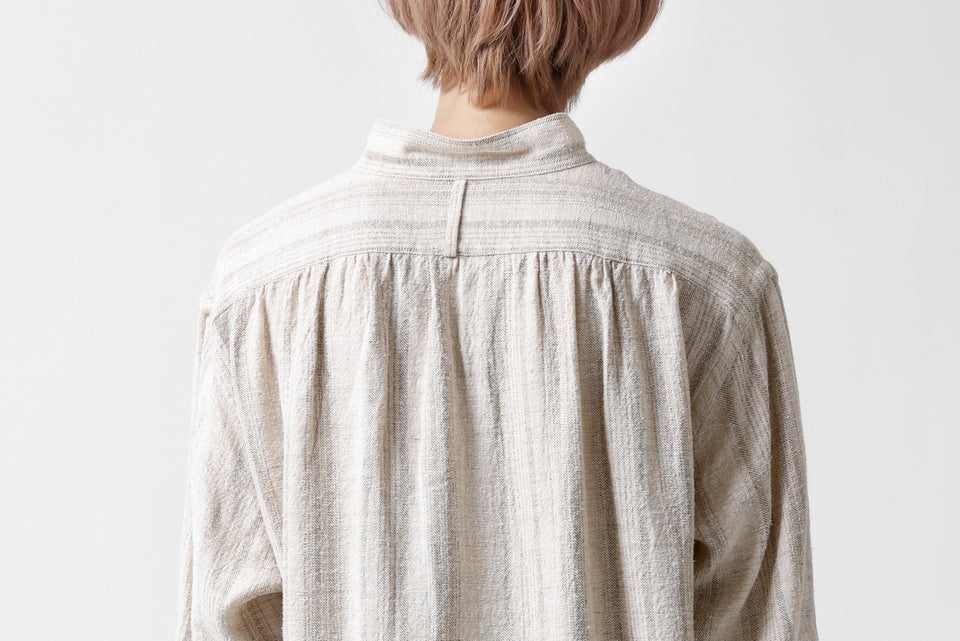 画像をギャラリービューアに読み込む, COLINA GARDENER SHIRT / SHADOW STRIPE (LINEN / NEPPED SILK) (BROWN)