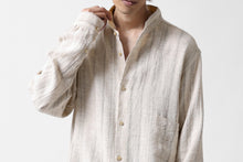 画像をギャラリービューアに読み込む, COLINA GARDENER SHIRT / SHADOW STRIPE (LINEN / NEPPED SILK) (BROWN)