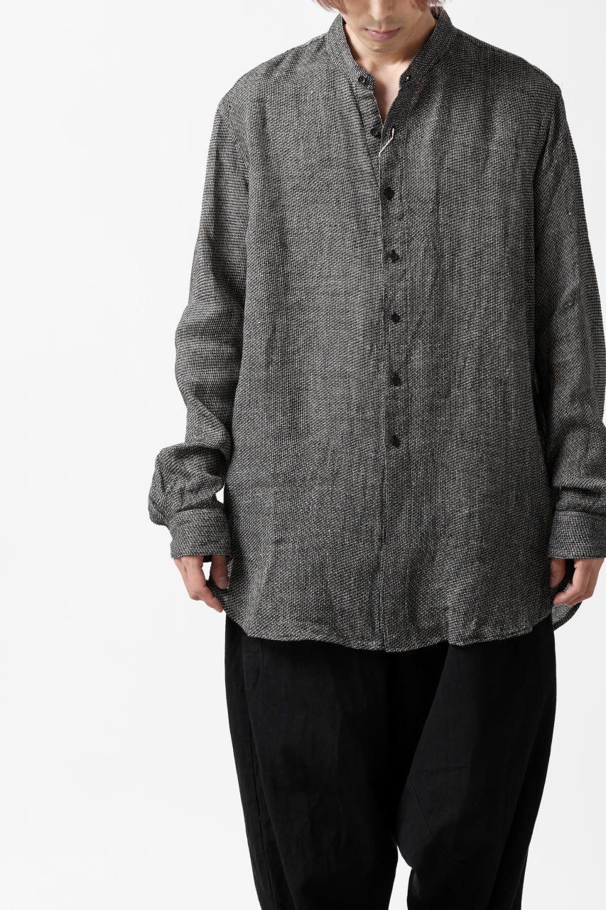 画像をギャラリービューアに読み込む, COLINA GRANPA SHIRT / LINEN TWEED (BLACK)