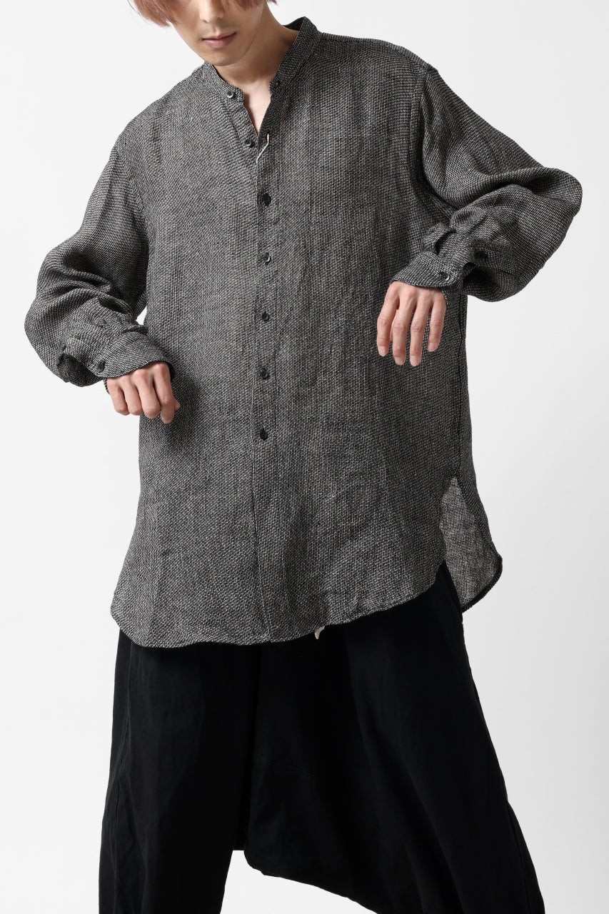 画像をギャラリービューアに読み込む, COLINA GRANPA SHIRT / LINEN TWEED (BLACK)