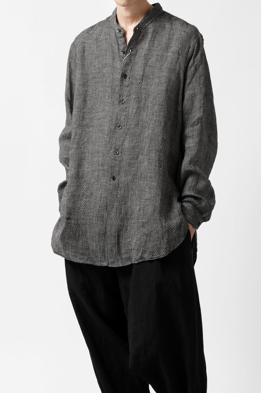 画像をギャラリービューアに読み込む, COLINA GRANPA SHIRT / LINEN TWEED (BLACK)