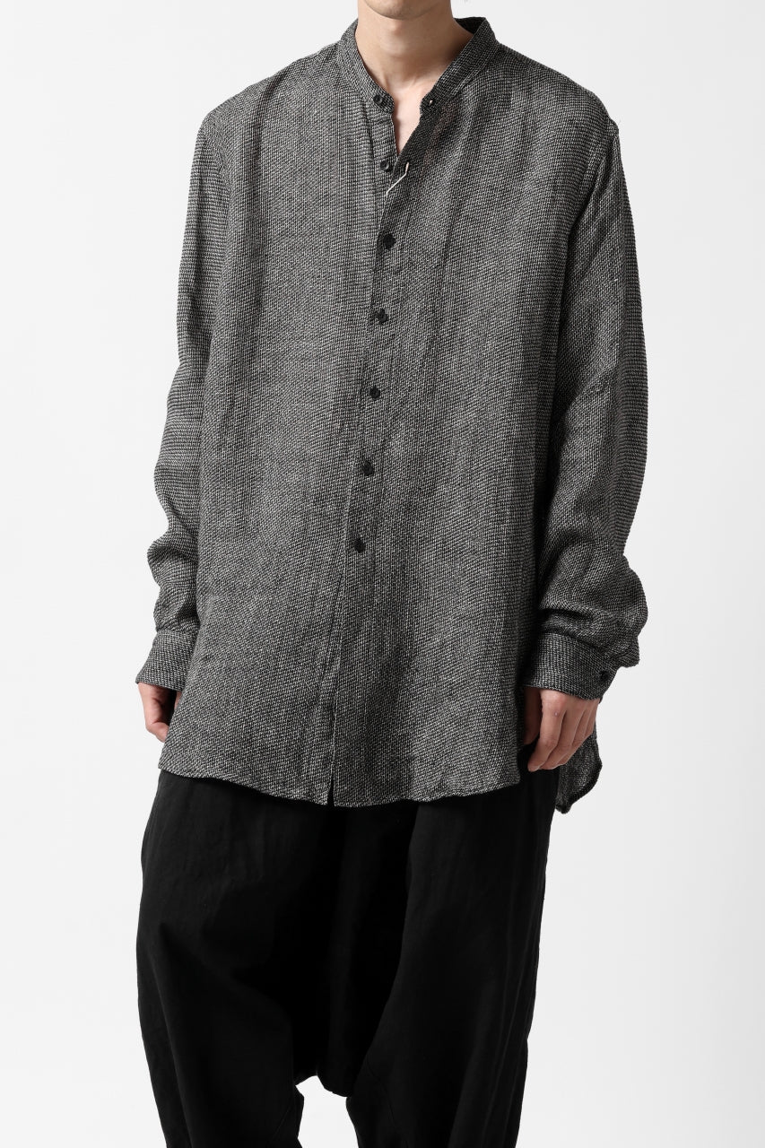 画像をギャラリービューアに読み込む, COLINA GRANPA SHIRT / LINEN TWEED (BLACK)