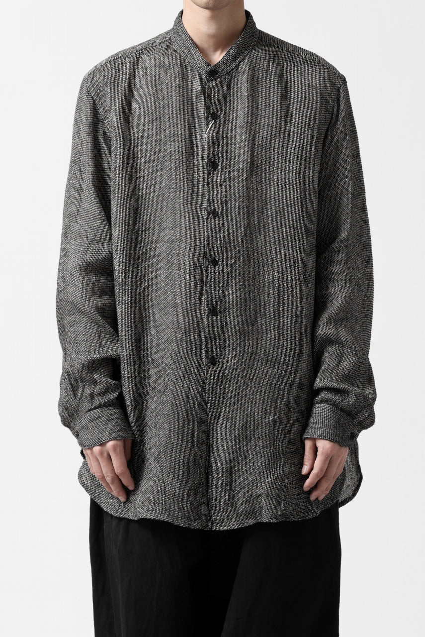 画像をギャラリービューアに読み込む, COLINA GRANPA SHIRT / LINEN TWEED (BLACK)