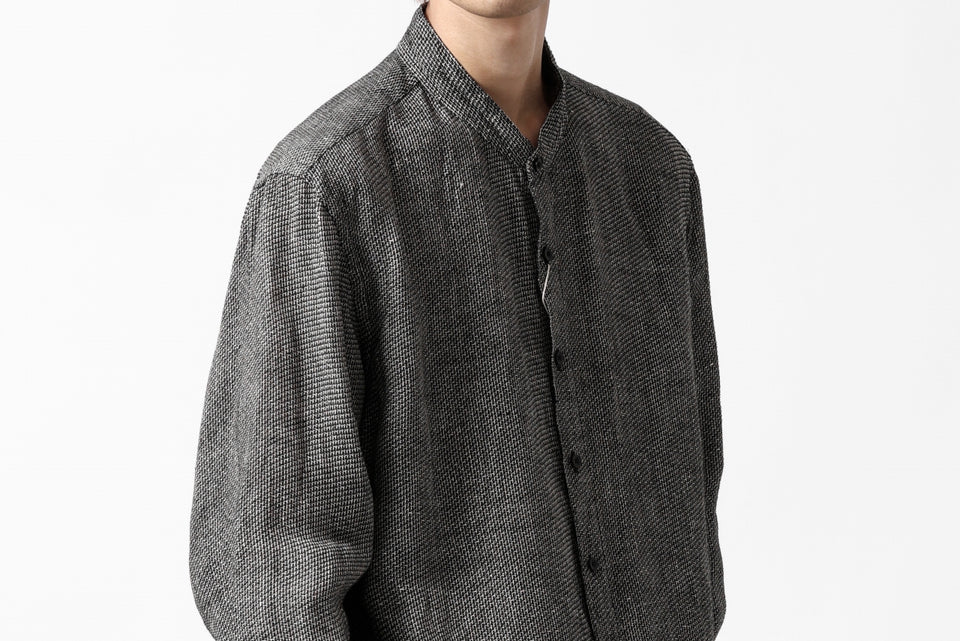 画像をギャラリービューアに読み込む, COLINA GRANPA SHIRT / LINEN TWEED (BLACK)