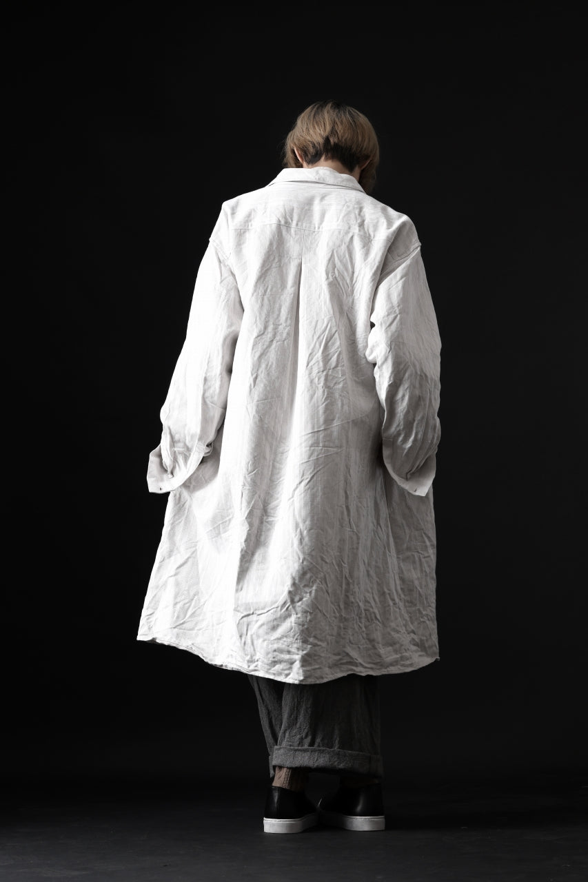 画像をギャラリービューアに読み込む, YUTA MATSUOKA shirt-coat / washed cotton linen stripe (off white)