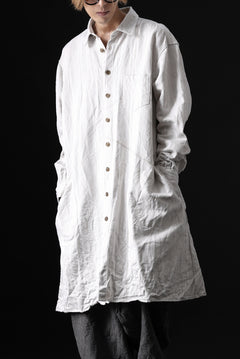 画像をギャラリービューアに読み込む, YUTA MATSUOKA shirt-coat / washed cotton linen stripe (off white)