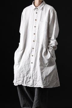画像をギャラリービューアに読み込む, YUTA MATSUOKA shirt-coat / washed cotton linen stripe (off white)