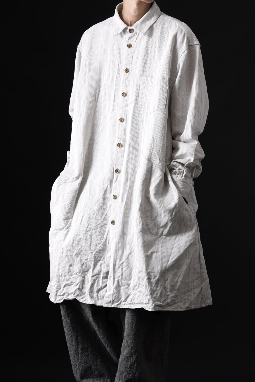 画像をギャラリービューアに読み込む, YUTA MATSUOKA shirt-coat / washed cotton linen stripe (off white)