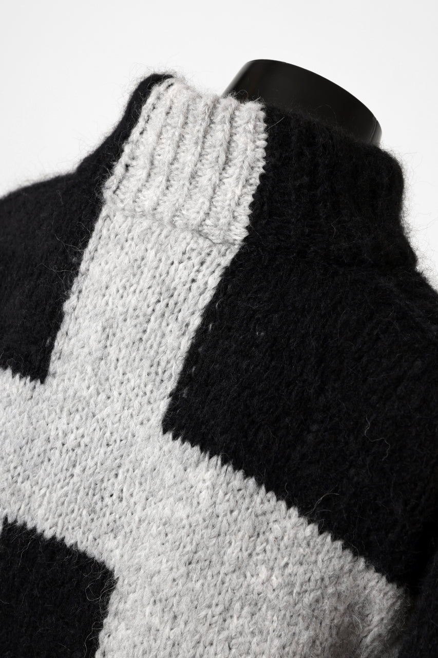 画像をギャラリービューアに読み込む, thomkrom HIGH COLLAR KNIT PULLOVER / ALPACA WOOL (LIGHT GREY x BLACK)