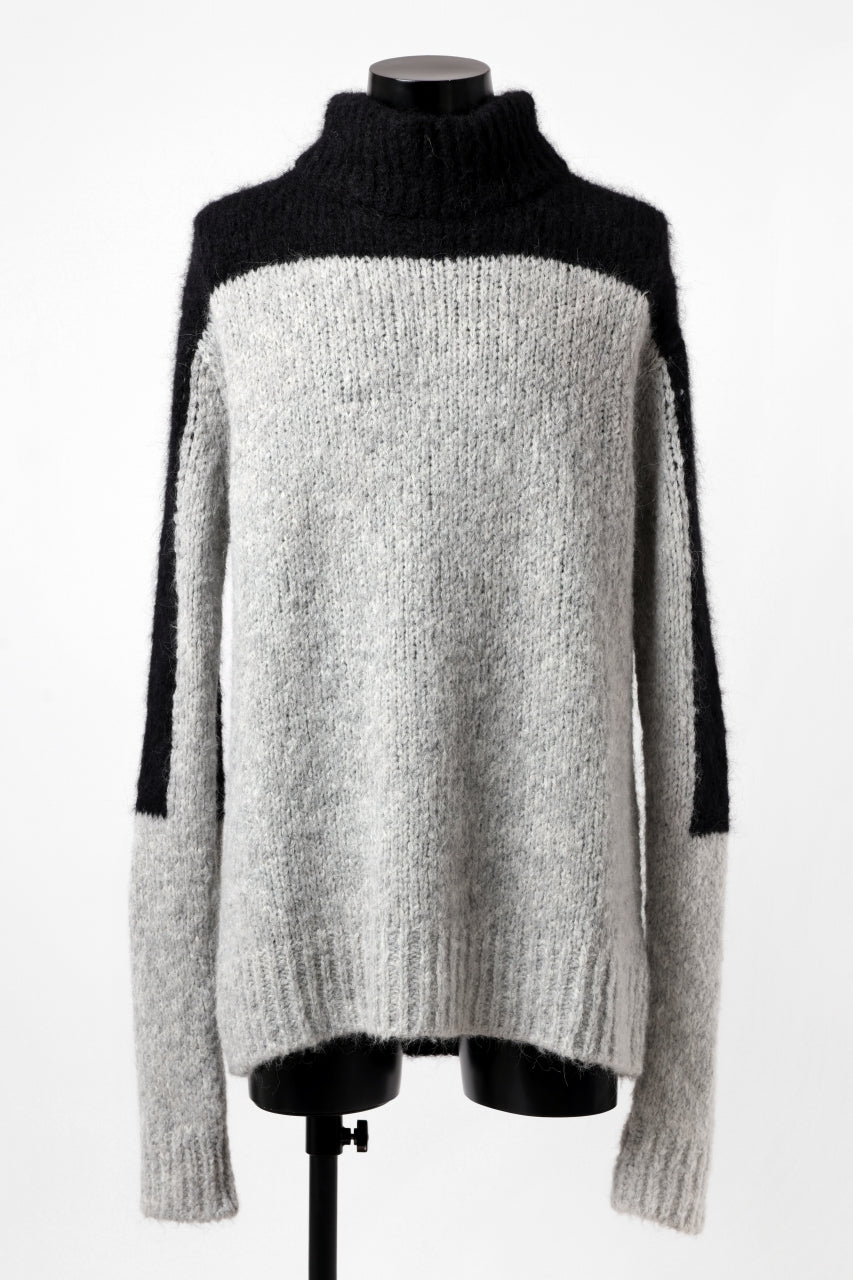 画像をギャラリービューアに読み込む, thomkrom HIGH COLLAR KNIT PULLOVER / ALPACA WOOL (LIGHT GREY x BLACK)