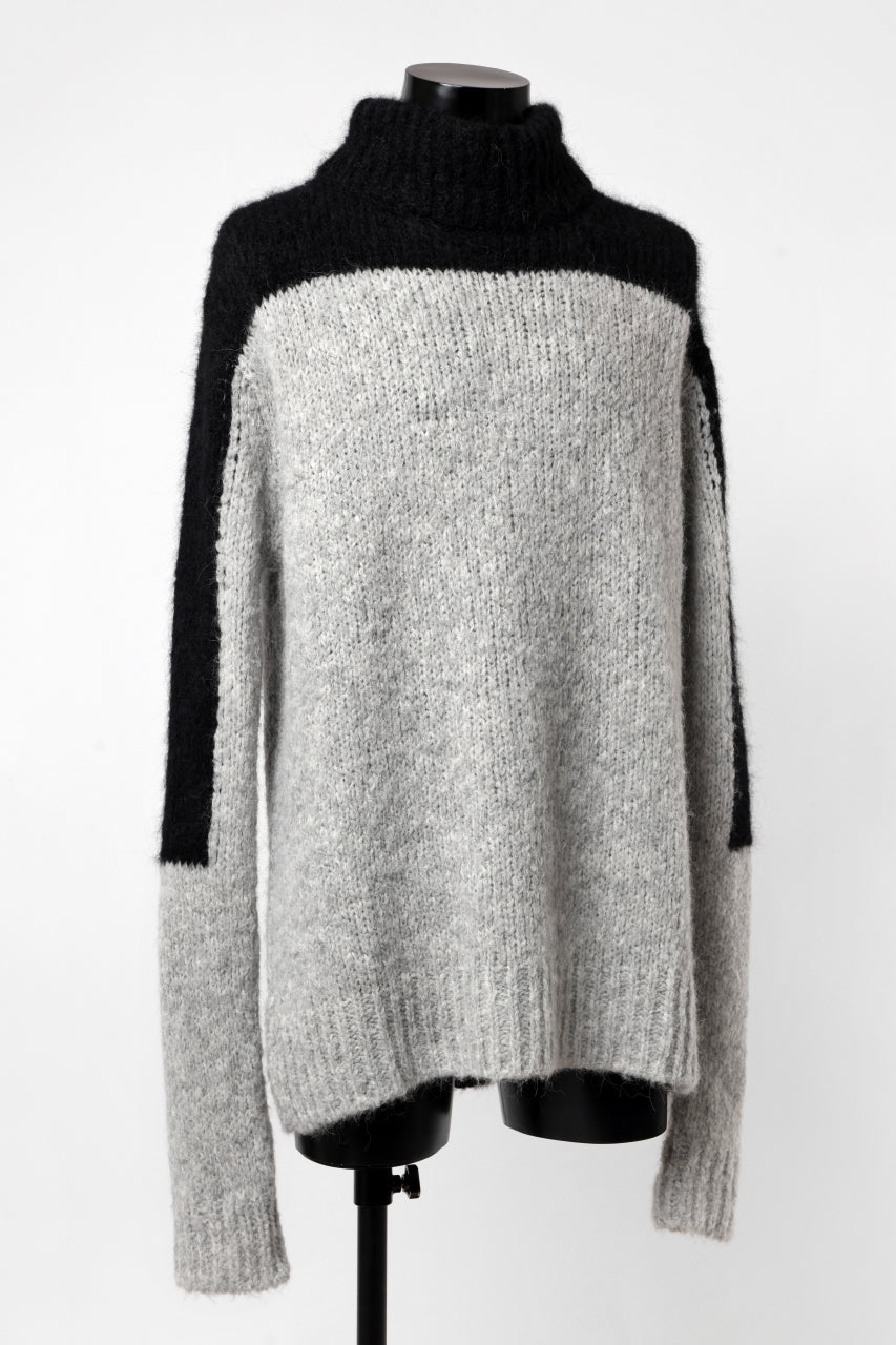 画像をギャラリービューアに読み込む, thomkrom HIGH COLLAR KNIT PULLOVER / ALPACA WOOL (LIGHT GREY x BLACK)