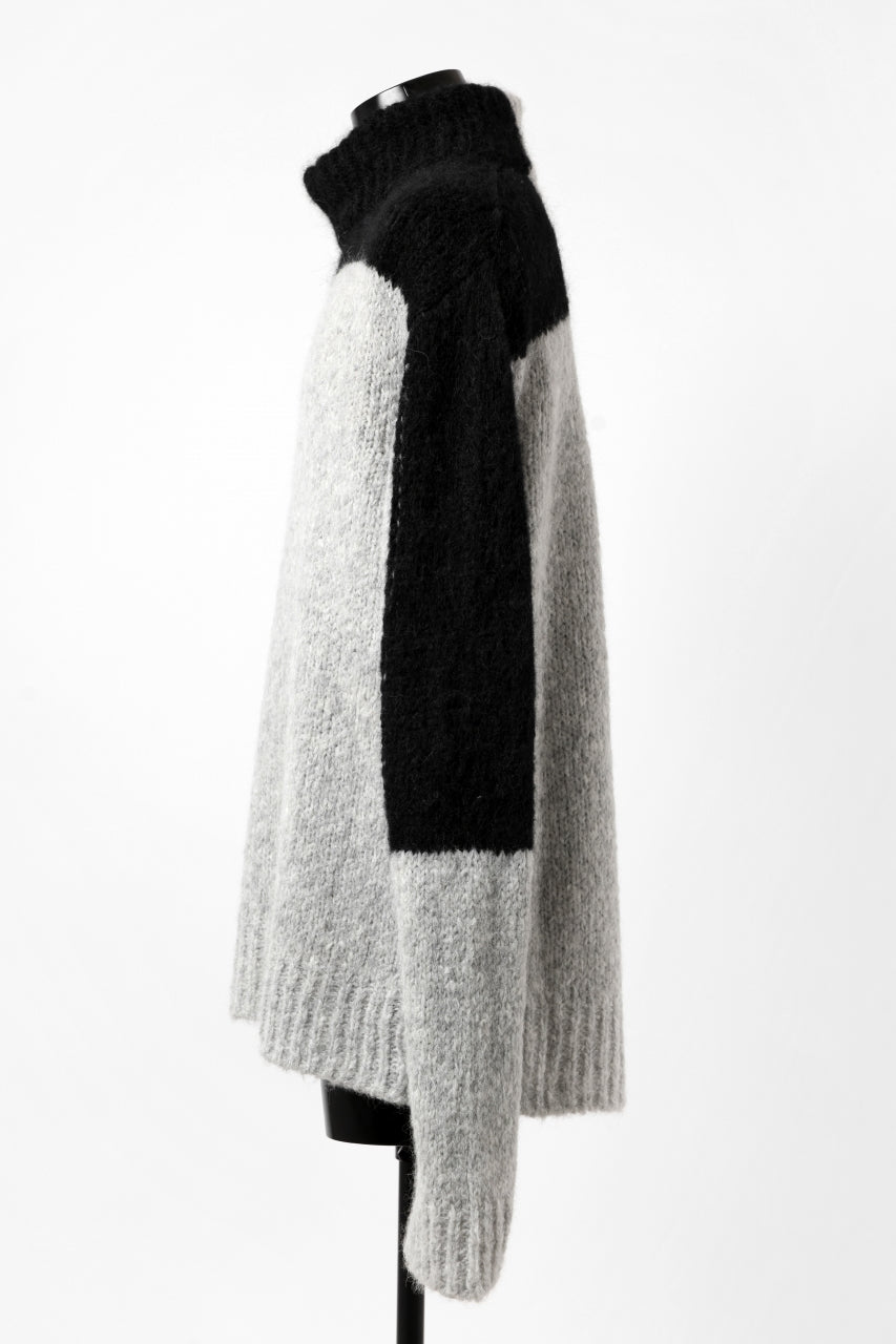 画像をギャラリービューアに読み込む, thomkrom HIGH COLLAR KNIT PULLOVER / ALPACA WOOL (LIGHT GREY x BLACK)