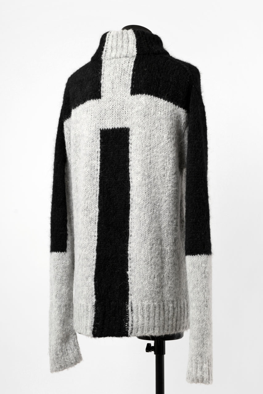 画像をギャラリービューアに読み込む, thomkrom HIGH COLLAR KNIT PULLOVER / ALPACA WOOL (LIGHT GREY x BLACK)