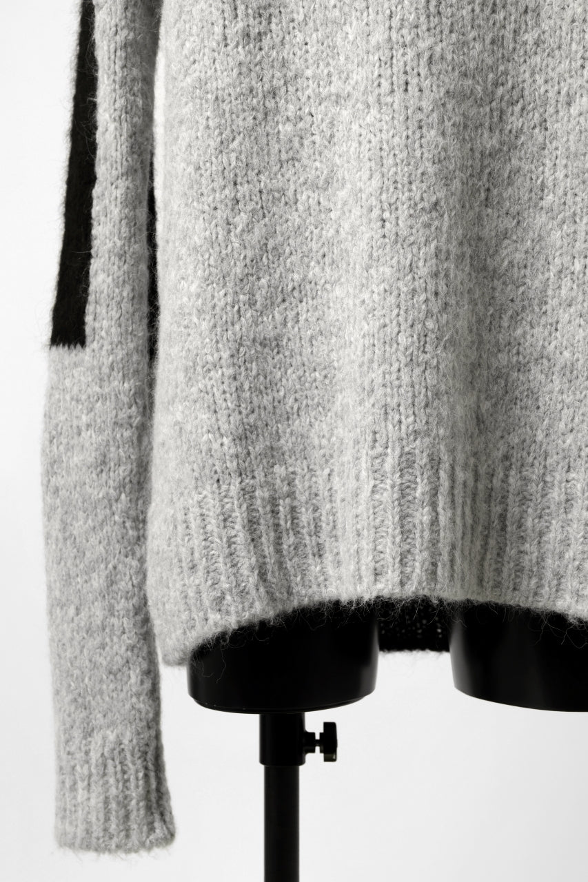 画像をギャラリービューアに読み込む, thomkrom HIGH COLLAR KNIT PULLOVER / ALPACA WOOL (LIGHT GREY x BLACK)