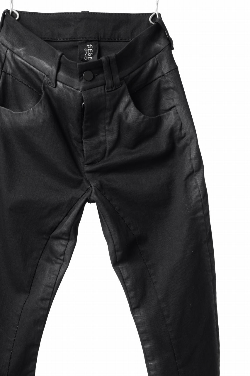 Load image into Gallery viewer, thomkrom SKINNY TROUSERS with CONTRAST SCAR STITCH / STRETCH DENIM (BLACK COATED)