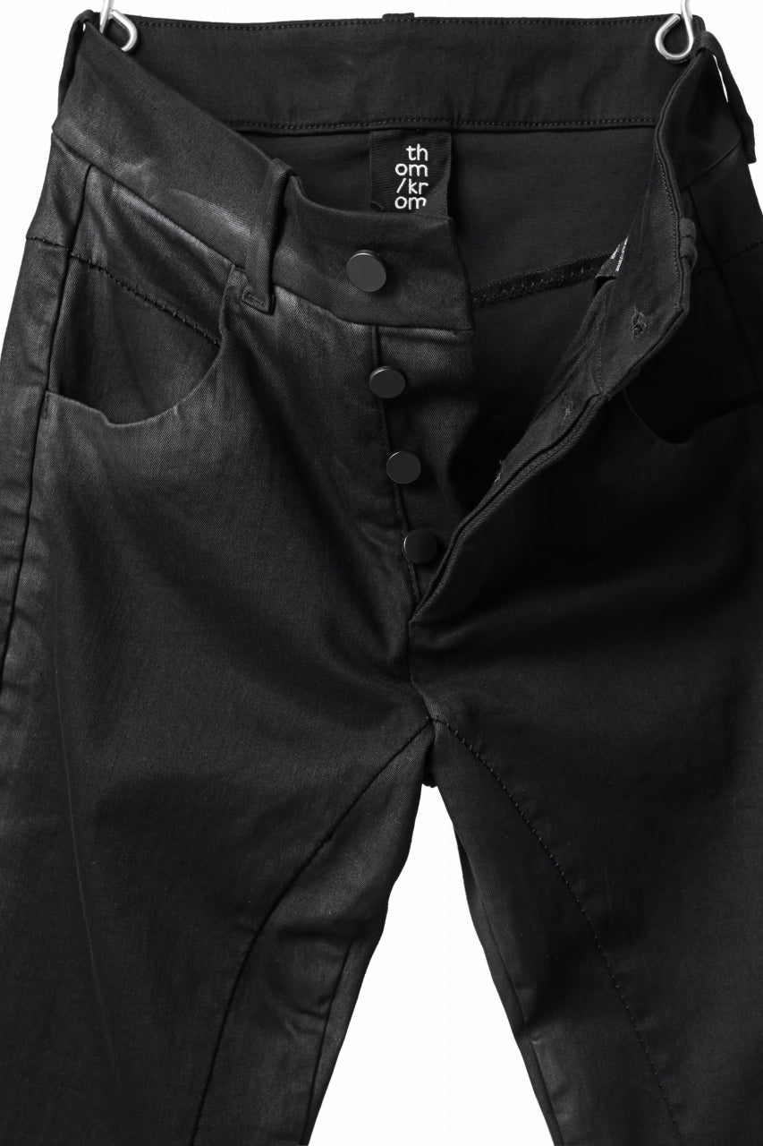 Load image into Gallery viewer, thomkrom SKINNY TROUSERS with CONTRAST SCAR STITCH / STRETCH DENIM (BLACK COATED)
