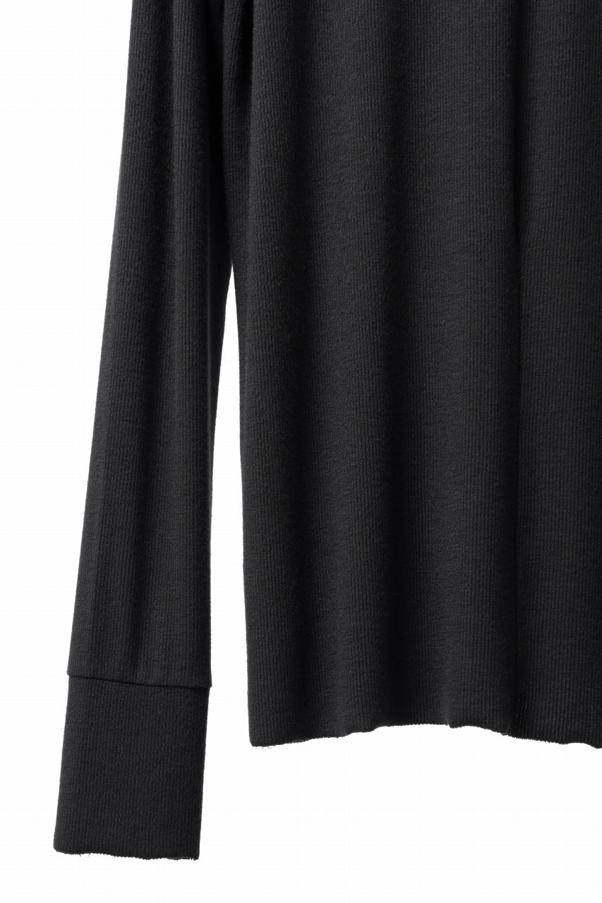 画像をギャラリービューアに読み込む, thomkrom ROUND NECK TOPS / STRETCH MIXED-UP RIB (BLACK)