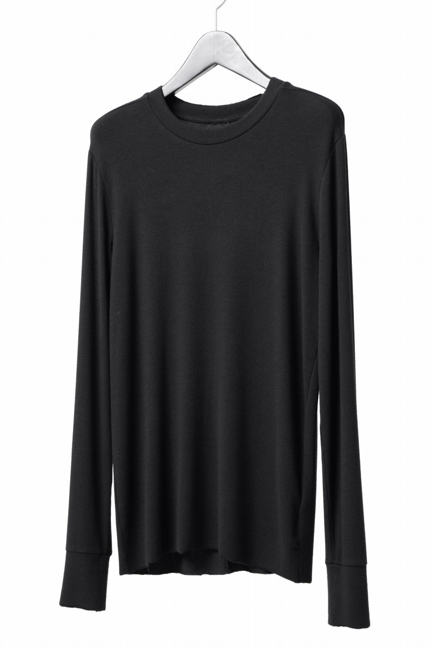 画像をギャラリービューアに読み込む, thomkrom ROUND NECK TOPS / STRETCH MIXED-UP RIB (BLACK)