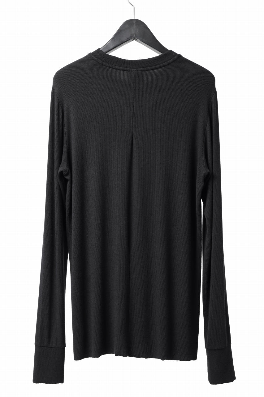 画像をギャラリービューアに読み込む, thomkrom ROUND NECK TOPS / STRETCH MIXED-UP RIB (BLACK)