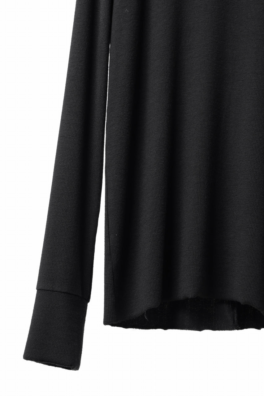 画像をギャラリービューアに読み込む, thomkrom ROUND NECK TOPS / STRETCH MIXED-UP RIB (BLACK)