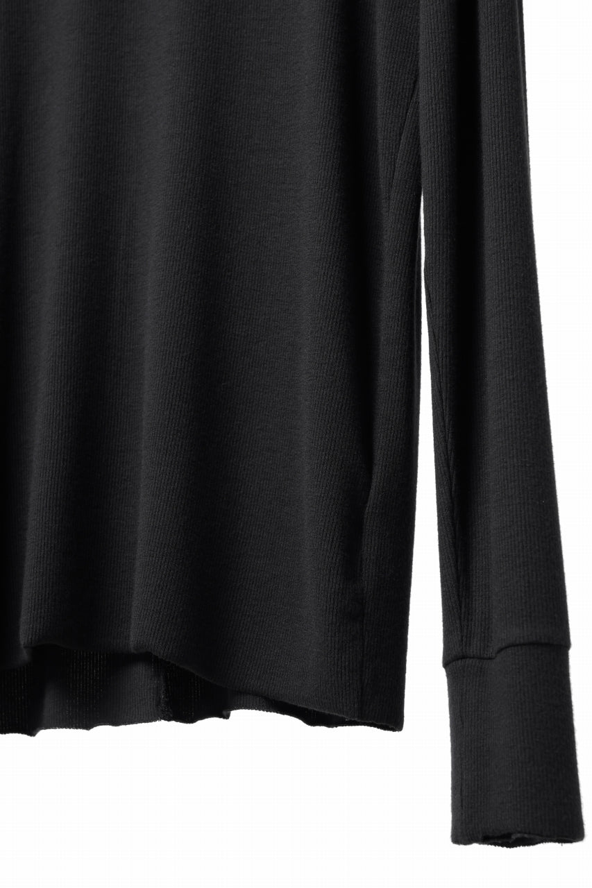 画像をギャラリービューアに読み込む, thomkrom ROUND NECK TOPS / STRETCH MIXED-UP RIB (BLACK)