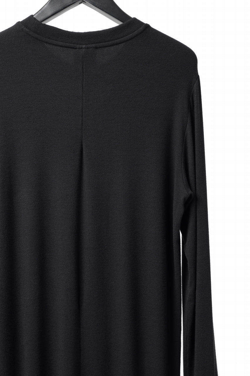 画像をギャラリービューアに読み込む, thomkrom ROUND NECK TOPS / STRETCH MIXED-UP RIB (BLACK)