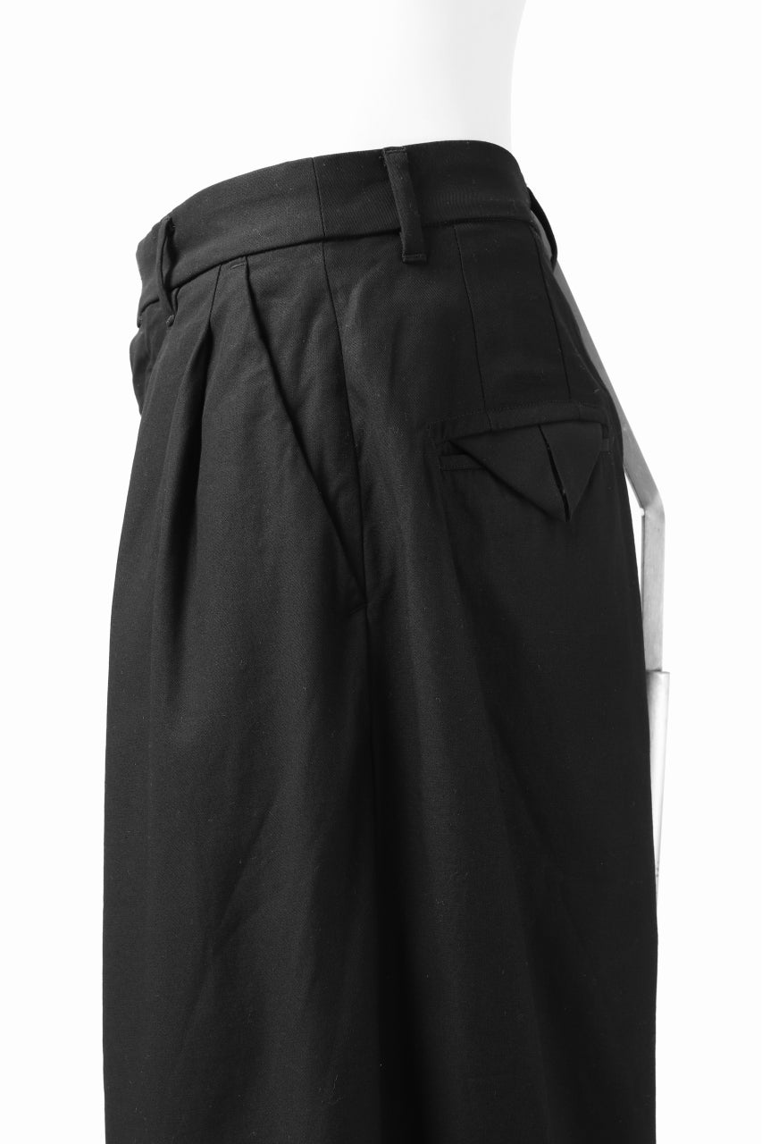 画像をギャラリービューアに読み込む, KLASICA GOSSE 2 TUCKED TROUSERS / DRY BACK TWILL (BLACK)