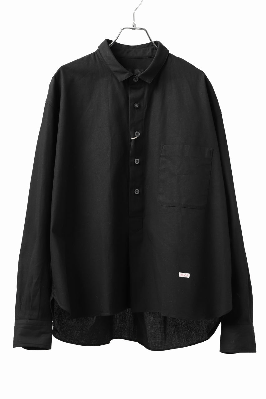 画像をギャラリービューアに読み込む, KLASICA SH-040 OVERSIZED SHORT PULLOVER SHIRT / DRY BACK TWILL (BLACK)