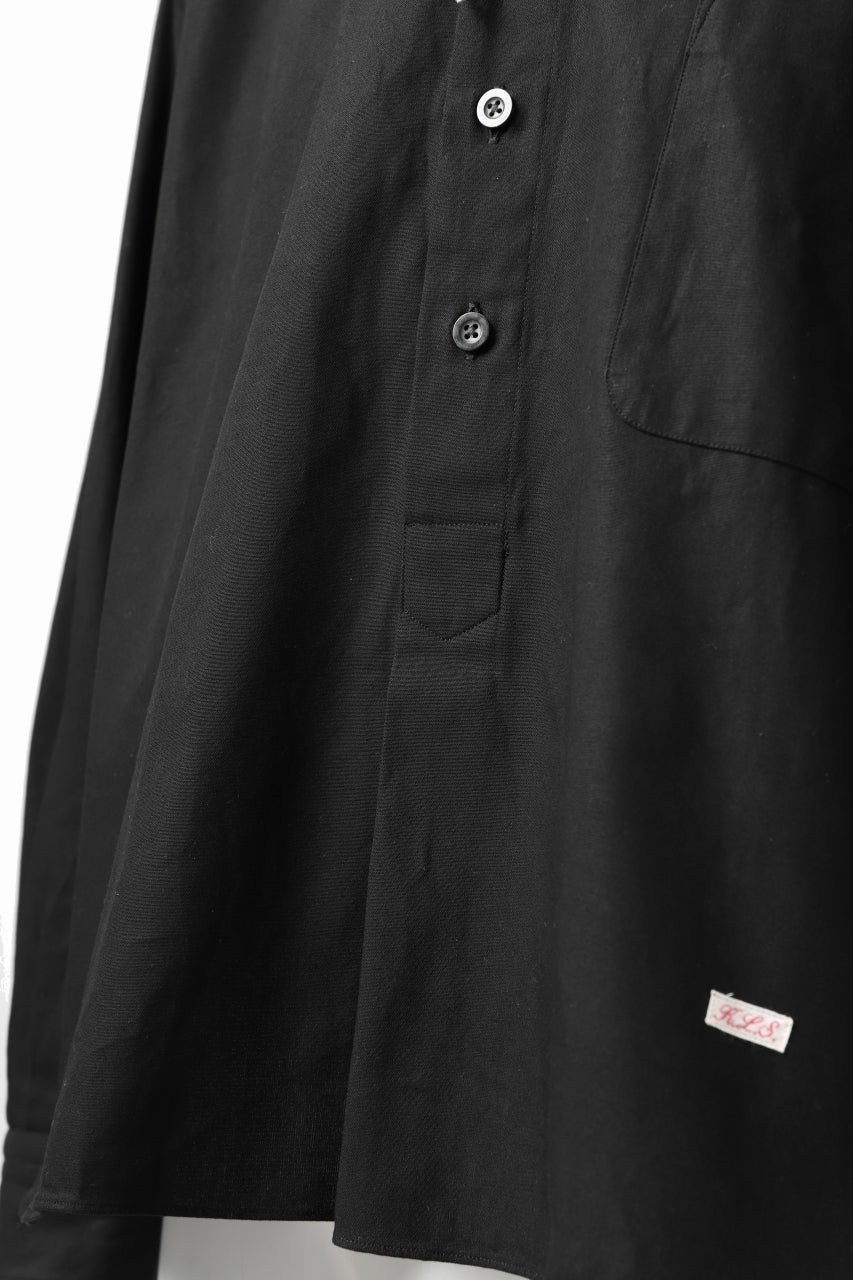 画像をギャラリービューアに読み込む, KLASICA SH-040 OVERSIZED SHORT PULLOVER SHIRT / DRY BACK TWILL (BLACK)
