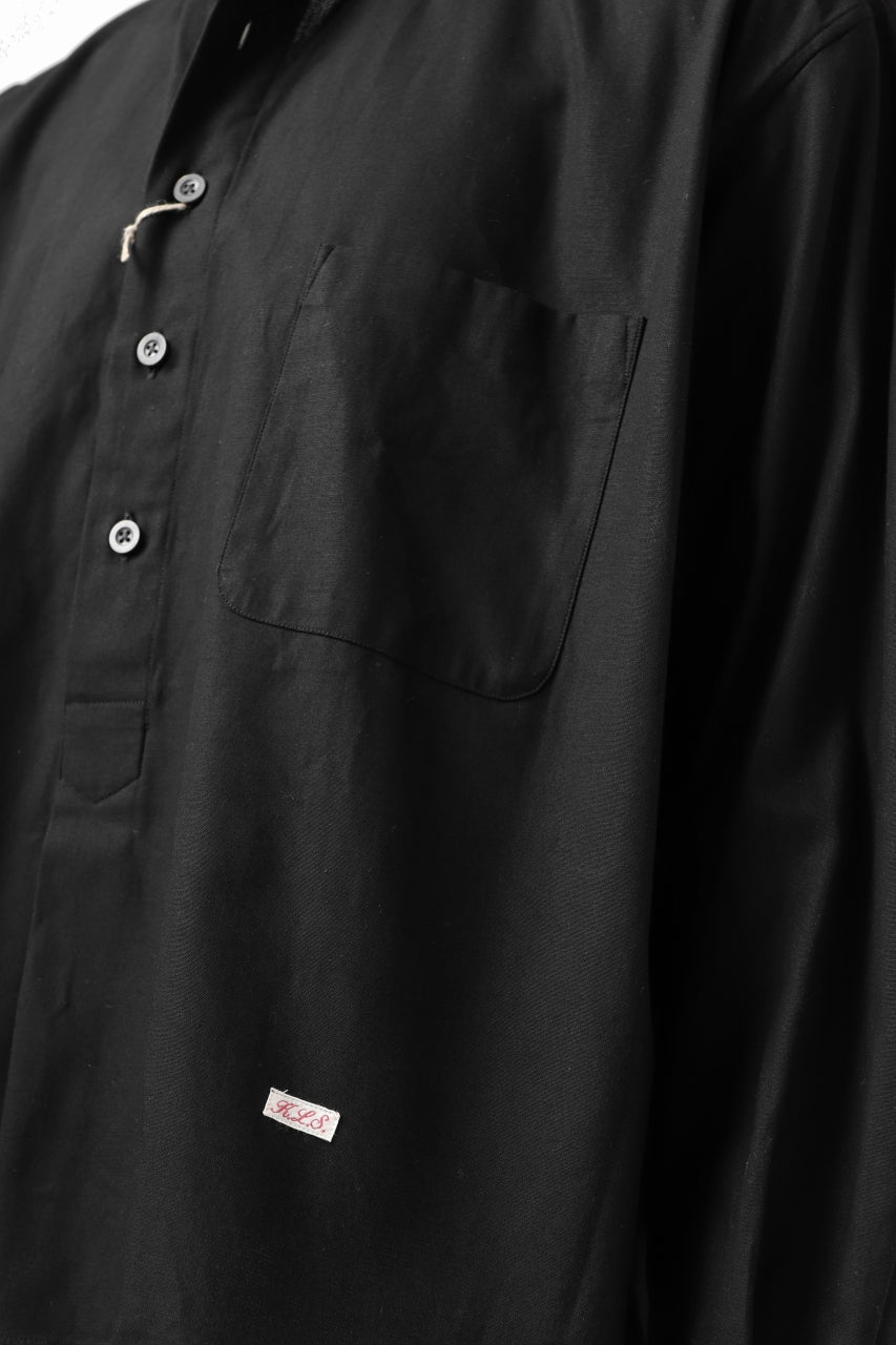 画像をギャラリービューアに読み込む, KLASICA SH-040 OVERSIZED SHORT PULLOVER SHIRT / DRY BACK TWILL (BLACK)