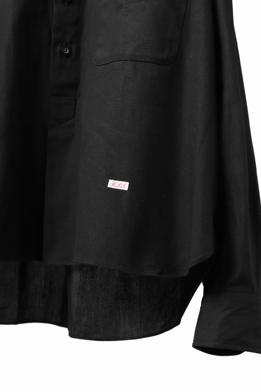画像をギャラリービューアに読み込む, KLASICA SH-040 OVERSIZED SHORT PULLOVER SHIRT / DRY BACK TWILL (BLACK)