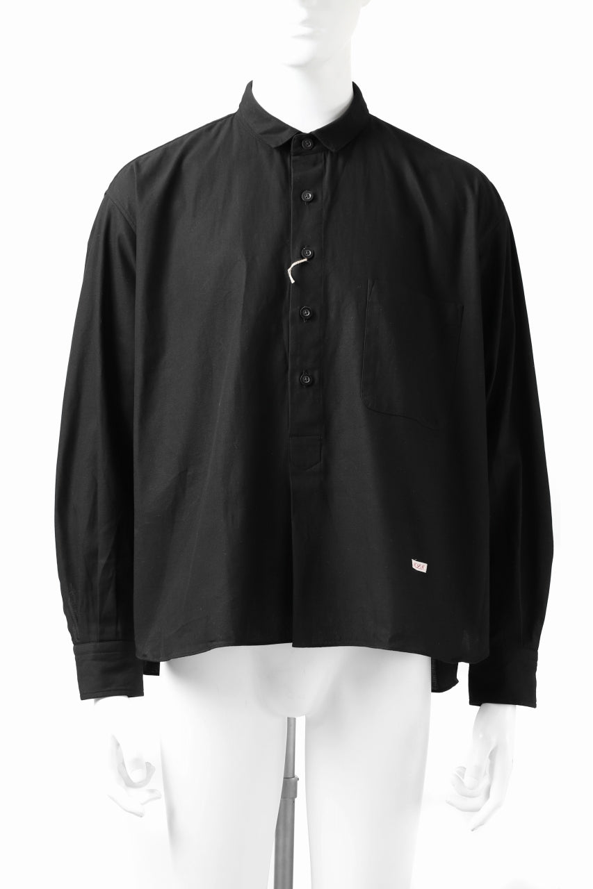 画像をギャラリービューアに読み込む, KLASICA SH-040 OVERSIZED SHORT PULLOVER SHIRT / DRY BACK TWILL (BLACK)