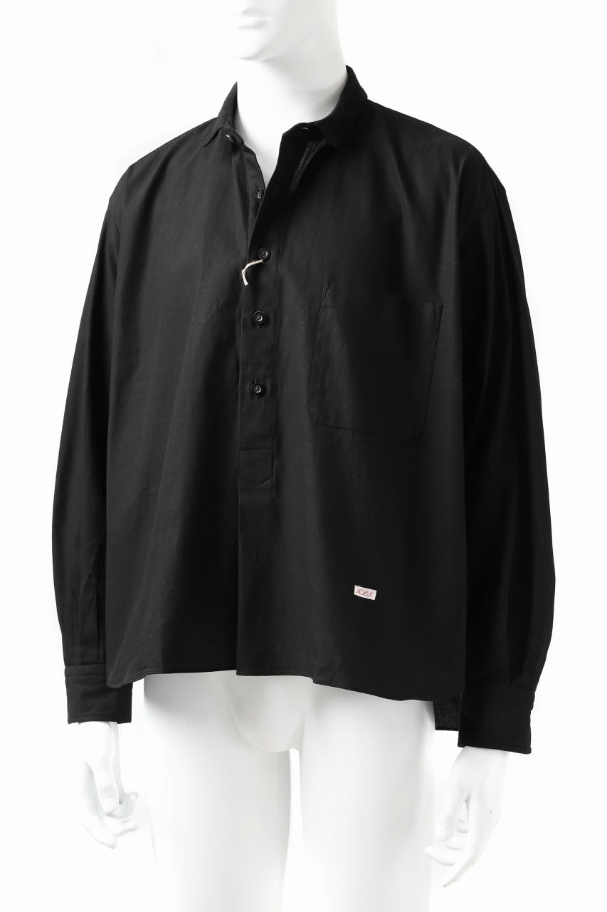 画像をギャラリービューアに読み込む, KLASICA SH-040 OVERSIZED SHORT PULLOVER SHIRT / DRY BACK TWILL (BLACK)