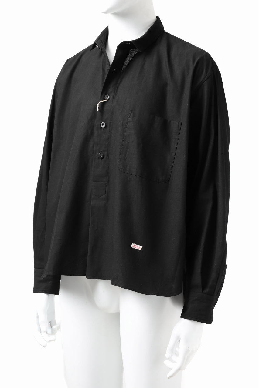 画像をギャラリービューアに読み込む, KLASICA SH-040 OVERSIZED SHORT PULLOVER SHIRT / DRY BACK TWILL (BLACK)
