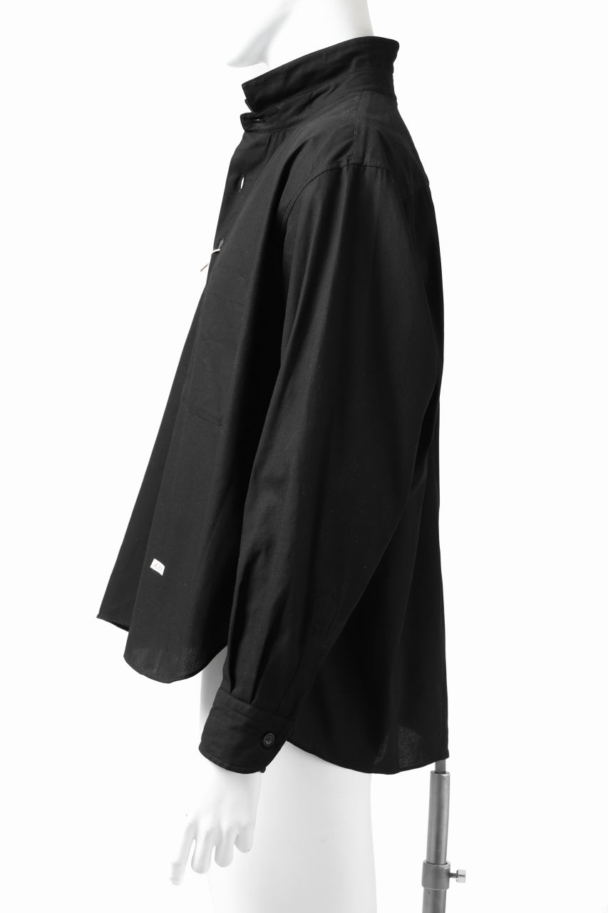 画像をギャラリービューアに読み込む, KLASICA SH-040 OVERSIZED SHORT PULLOVER SHIRT / DRY BACK TWILL (BLACK)