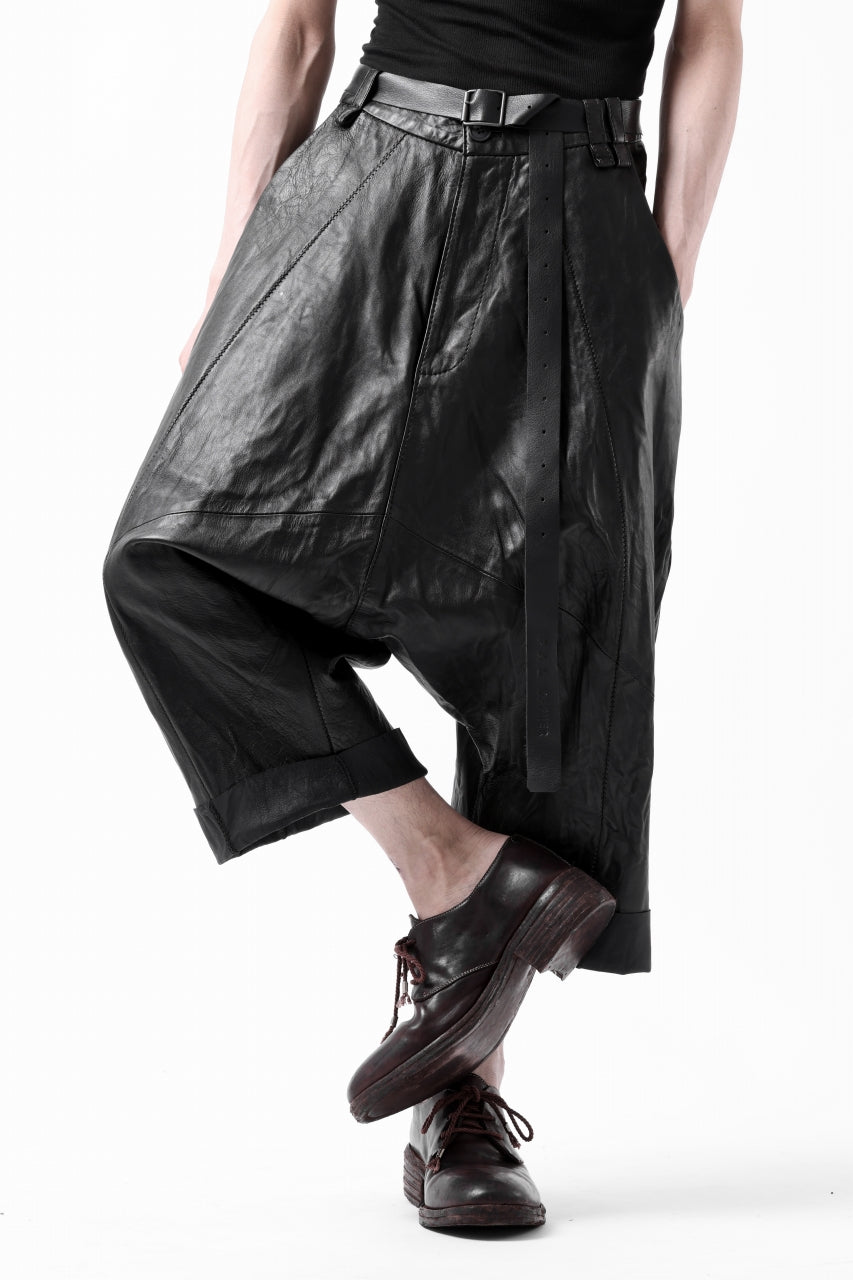 画像をギャラリービューアに読み込む, PAL OFFNER HANG LOOSE TROUSERS / LAMB LEATHER (BLACK)