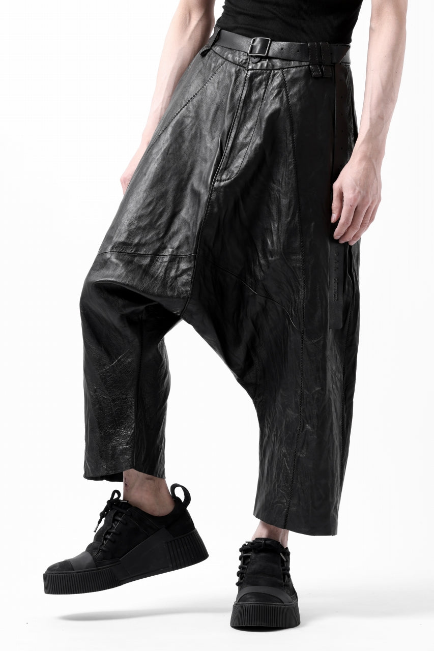 画像をギャラリービューアに読み込む, PAL OFFNER HANG LOOSE TROUSERS / LAMB LEATHER (BLACK)