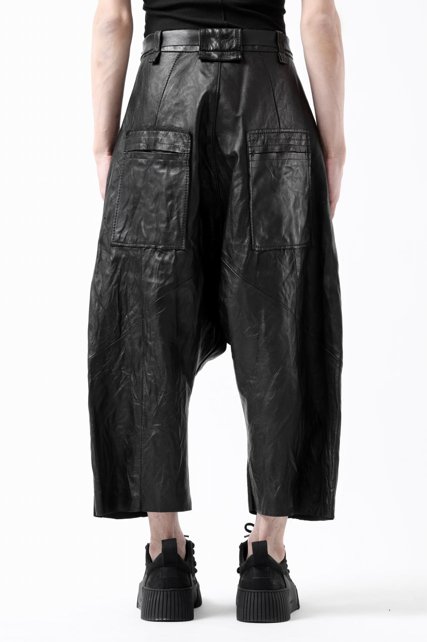 画像をギャラリービューアに読み込む, PAL OFFNER HANG LOOSE TROUSERS / LAMB LEATHER (BLACK)