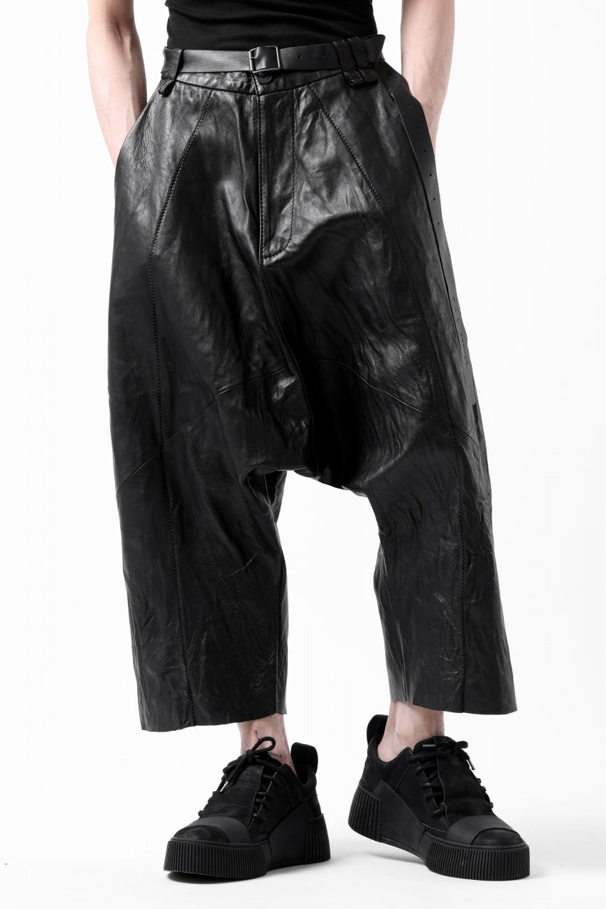 画像をギャラリービューアに読み込む, PAL OFFNER HANG LOOSE TROUSERS / LAMB LEATHER (BLACK)