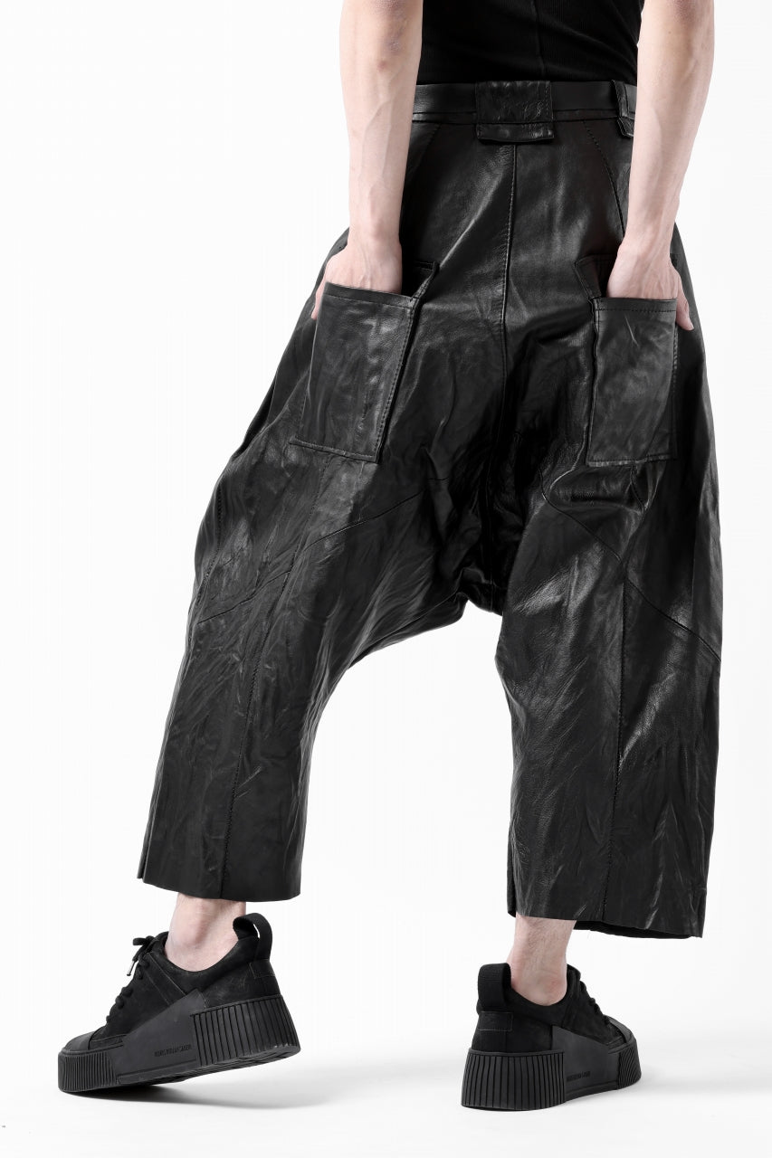 画像をギャラリービューアに読み込む, PAL OFFNER HANG LOOSE TROUSERS / LAMB LEATHER (BLACK)