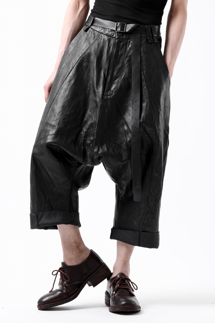 画像をギャラリービューアに読み込む, PAL OFFNER HANG LOOSE TROUSERS / LAMB LEATHER (BLACK)